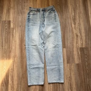 American Eagle Outfitters Blue Boyfriend Jeans with Distressed Details